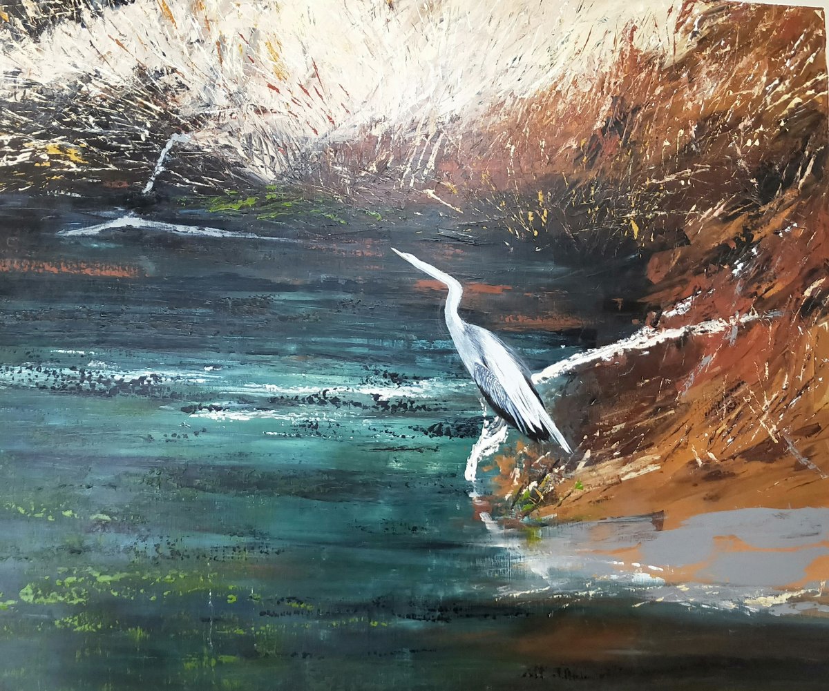The Darter, Arnham Land, acrylic on canvas, painting by Heather Wood